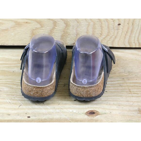 Birkenstock Sandals Womens 7 Black Gray Faded Leather Arizona 2 Buckle 38 Slide - Picture 3 of 7